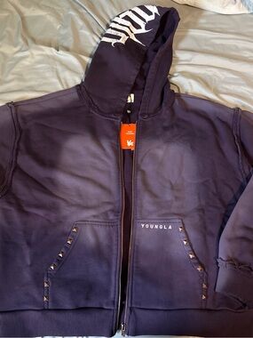 YoungLA Purple Studded Zip-Up Hoodie